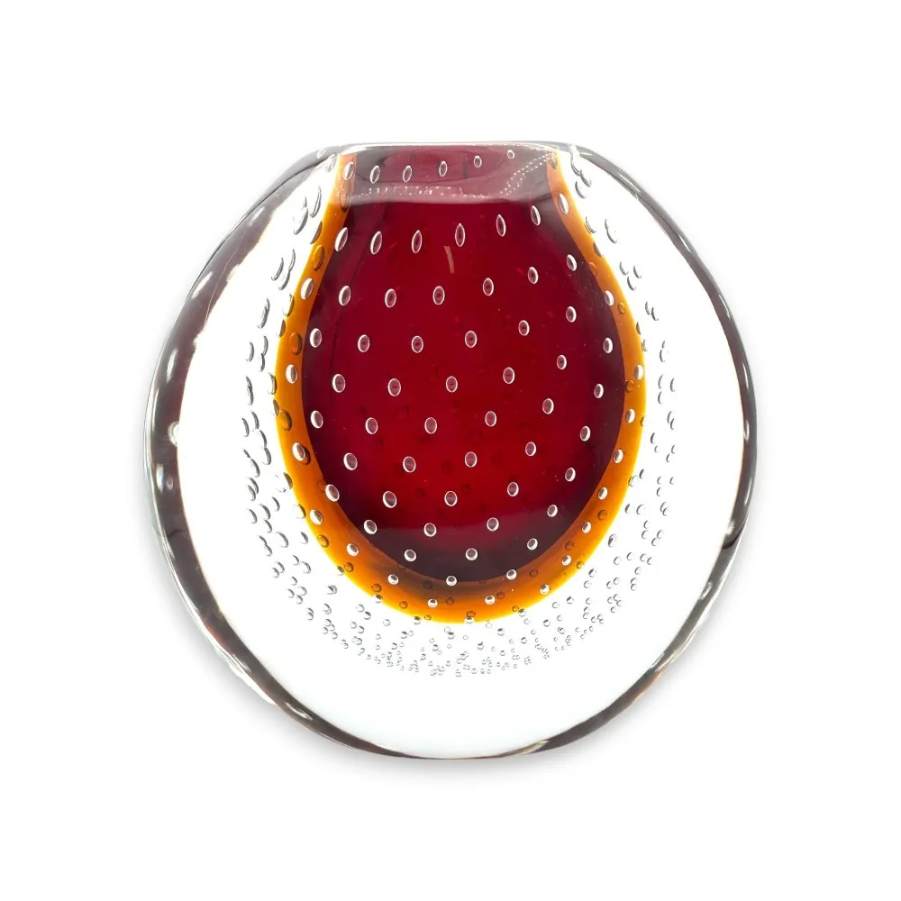 VIRGINIA – Künstlerische Vase aus getauchtem Muranoglas FEUERROT