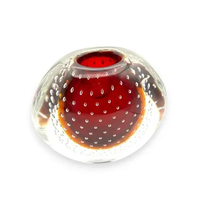VIRGINIA - Vase aus Muranoglas | BERNSTEIN ROT Vase aus getauchtem Glas