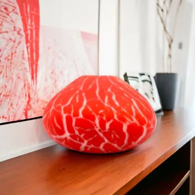 VULKA - Jarrón artístico satinado ROJO CORAL en cristal de Murano