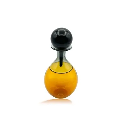 ALINA | Ampulle mit schwarzem Stopfen | ORANGE | Muranoglas