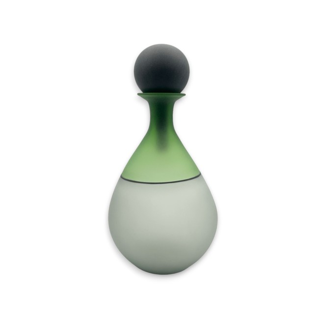 FIONA - Vinagrera de cristal de Murano satinado verde y gris con tapón grande