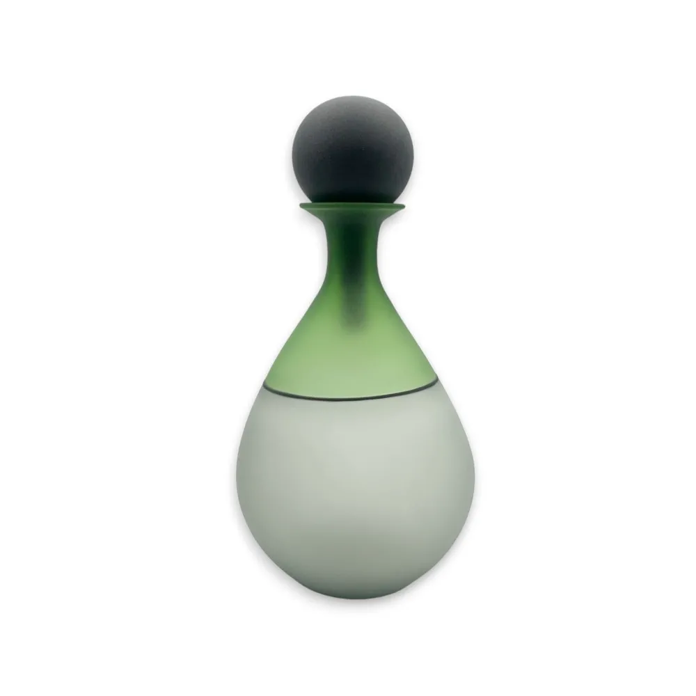 FIONA – Fläschchen aus grünes und graues satiniertes Muranoglas mit großer Kappe