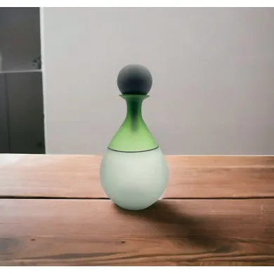 FIONA - Vinagrera de cristal de Murano satinado verde y gris con tapón grande