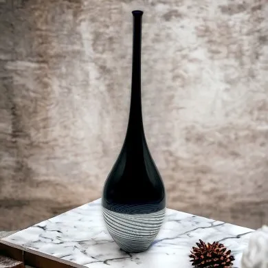 ADA - Jarrón de cristal de Murano con cuello largo NEGRO