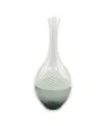 LEDA - Vase in smoky gray Murano glass with white lines