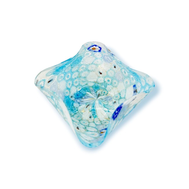 GELSO - Cuenco de cristal de Murano azul claro con Murrine blanco y azul