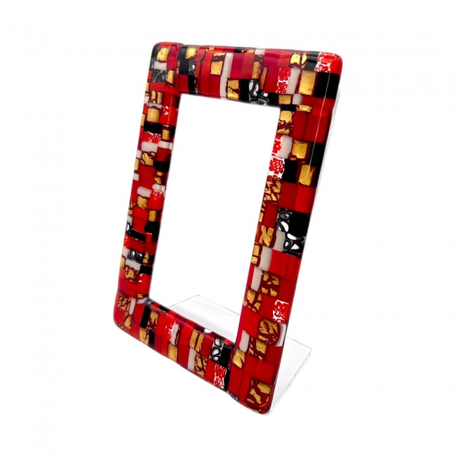 INSTANTS - MOSAIC photo holder 18x13 cm Red and Gold in Murano glass