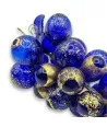 Grappe de raisin en verre de Murano avec 25 GRANDS raisins - Blue et Feuille Or