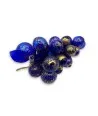 Grappe de raisin en verre de Murano avec 25 GRANDS raisins - Blue et Feuille Or