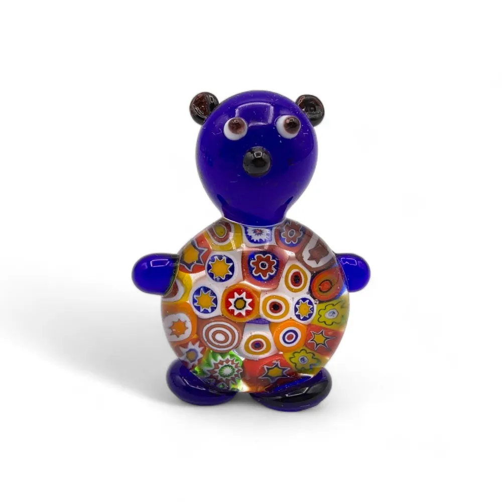 YOGHI - Teddybär aus Muranoglas mit farbigem Murrine