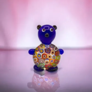 YOGHI - Teddybär aus Muranoglas mit farbigem Murrine