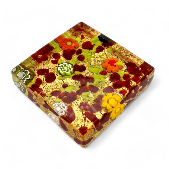 MARCO POLO - Fermacarte Multicolore con foglia ORO e Murrine in vetro di Murano