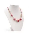 JUDIT – Frühlingshalskette mit ROSA und ROTEN Perlen aus Muranoglas