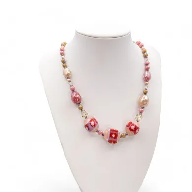 JUDIT | Halskette mit rosa Perlen | Murano-Store
