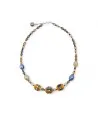 JUDIT – Elegante Halskette mit ORANGE- und INDIGO-Perlen aus Muranoglas