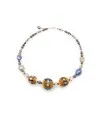JUDIT – Elegante Halskette mit ORANGE- und INDIGO-Perlen aus Muranoglas