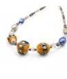 JUDIT | Halskette mit orangen und indigoblauen Perlen | Murano-Store
