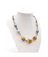 JUDIT – Elegante Halskette mit ORANGE- und INDIGO-Perlen aus Muranoglas