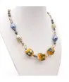 JUDIT | Halskette mit orangen und indigoblauen Perlen | Murano-Store
