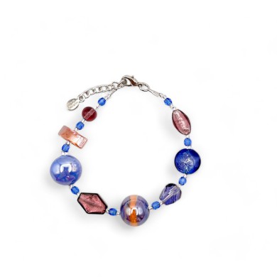 CAPRI - Élégant bracelet ressort AMÉTHYSTE et LILAS en verre de Murano