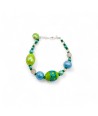 JUDIT - Pulsera con cuentas de colores VERDE y AZUL en cristal de Murano