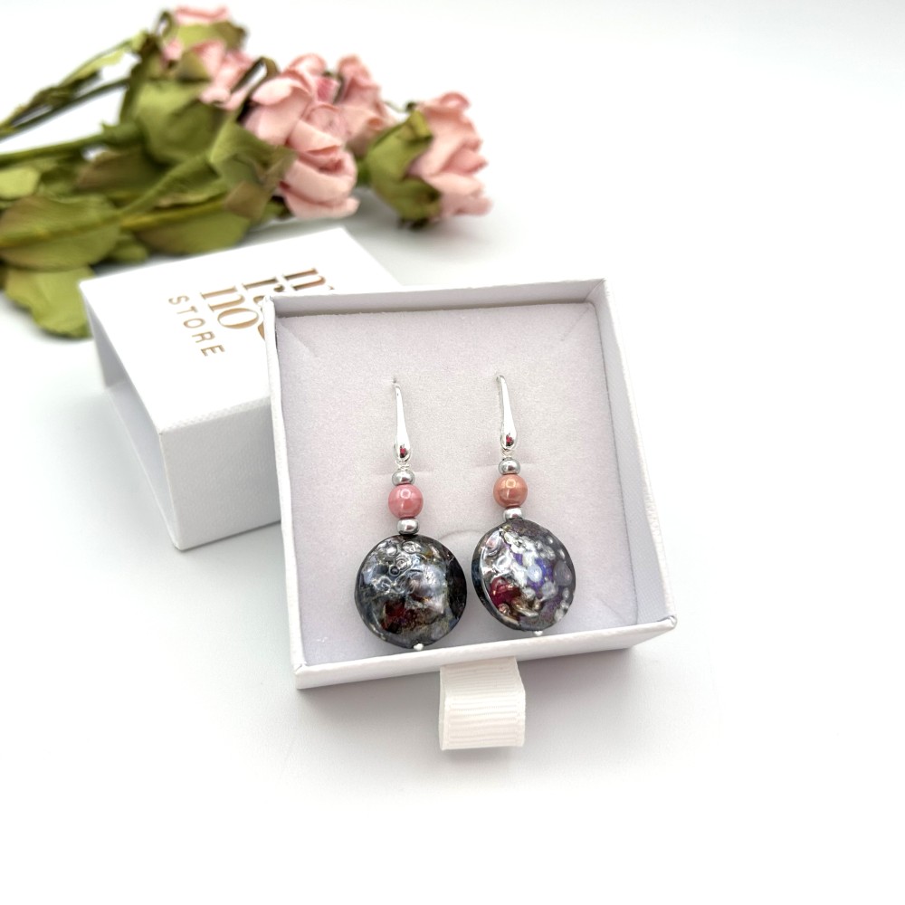 GAUDI' - Earrings with round pearl with DYCHROIC effect in Murano glass